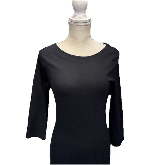 Boden Women’s Sz 4 Black Ponte Knit Sheath Circle Appliqué Hem 3/4 Sleeve WH280 - Picture 6 of 14